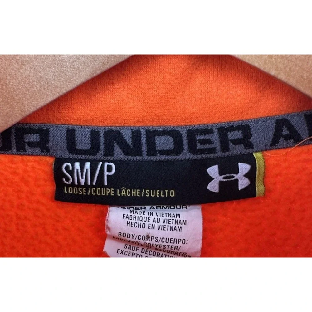 Under Armour Pullover Orange‎ Mens Small 1/4 Zip Long Sleeve Athletic Top